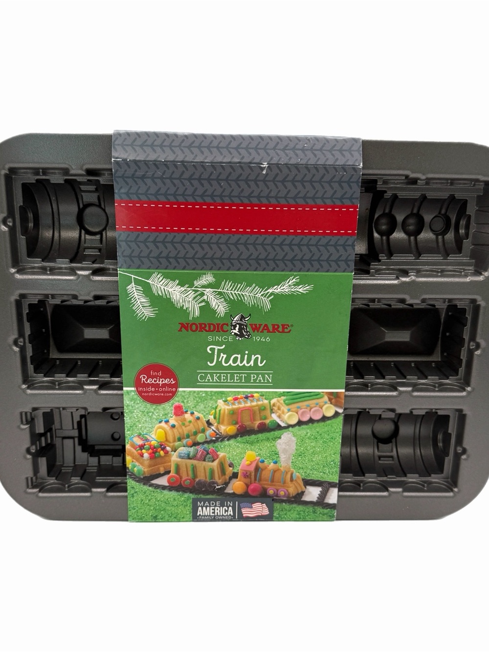 Nordic Ware Train Cakelet Heavy Cast Aluminum Pan – New – Designed to Bake 9 Dis